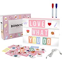 Caja de Luz A4 Rosa con 300 Letras- Divertidos Emojis y 2 Rotuladores | Ñ y Ç Incluidas| Cartel Luminoso LED Ideal para…
